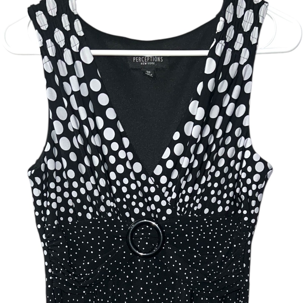 Black White Polka Dot Midi Dress Retro Mod Pin Up Women's Size 10 Medium Y2K - Picture 4 of 9